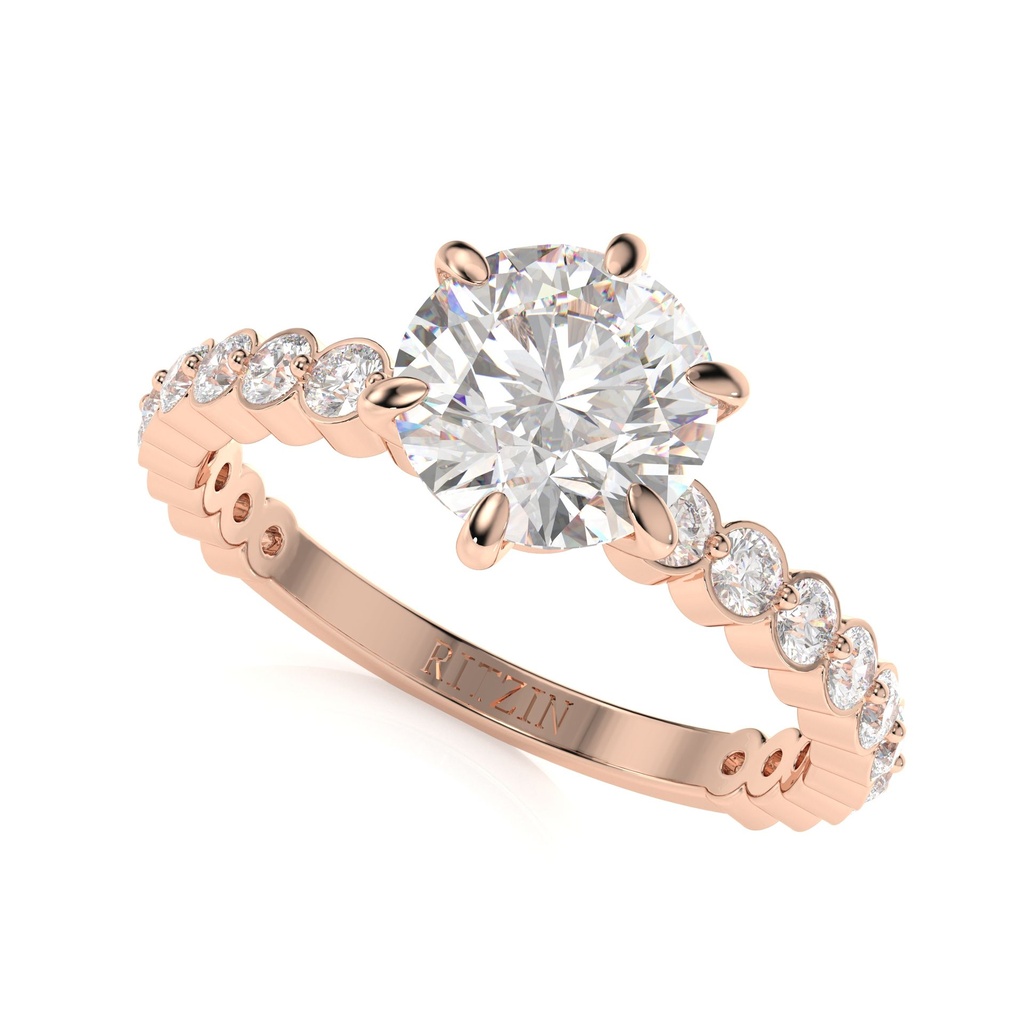 Round Cut Diamond Solitaire With Accents Engagement Ring for Women