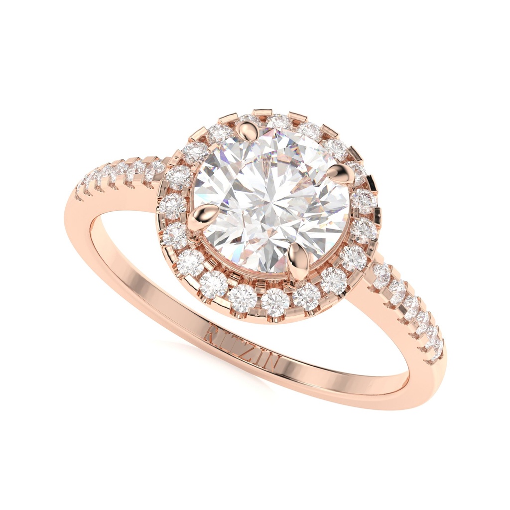 Round Cut Diamond Halo With Accents Engagement Ring for Women