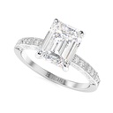 Emerald Cut Diamond Solitaire With Accents Unique Style Anniversary Ring for Women