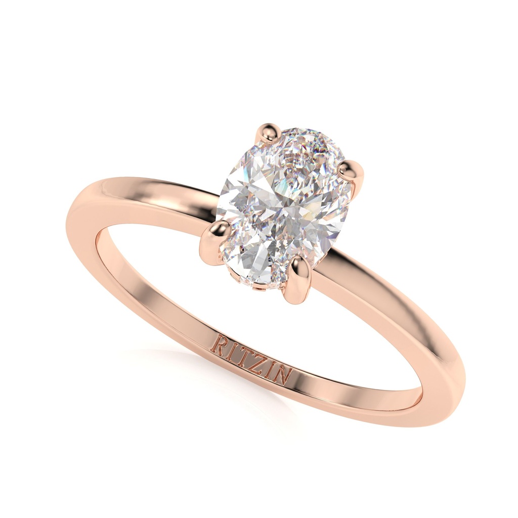Oval Cut Diamond Hidden Halo Engagement Ring for Women
