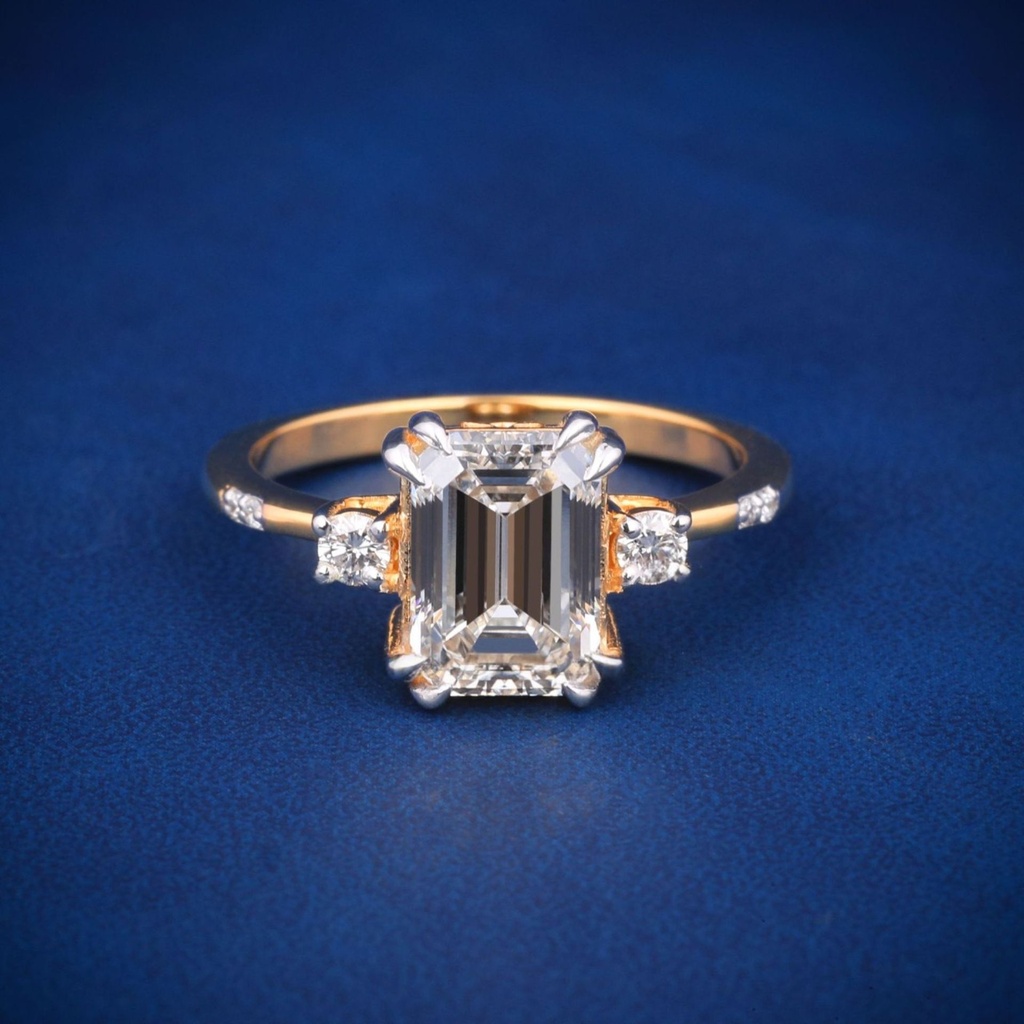 Emerald cut Diamond Unique Style Engagement Ring for Women