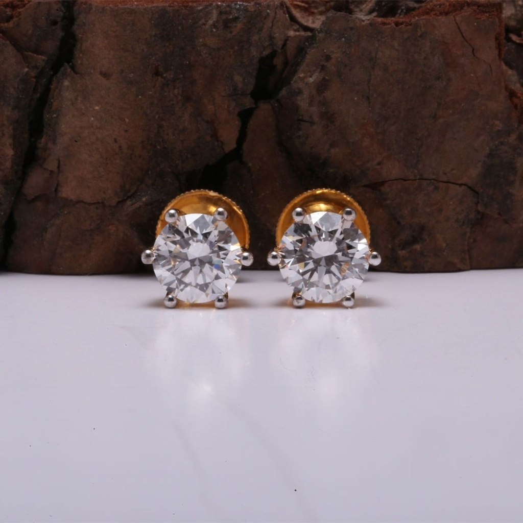 Round Cut Diamond 6 Prongs Stud Earrings For Women
