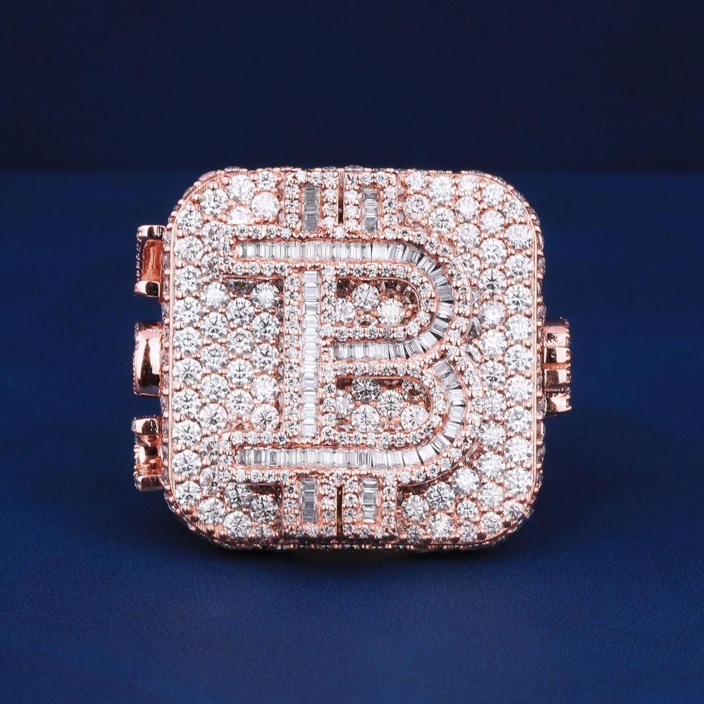 Custom bitcoin logo real diamond hip hop rings