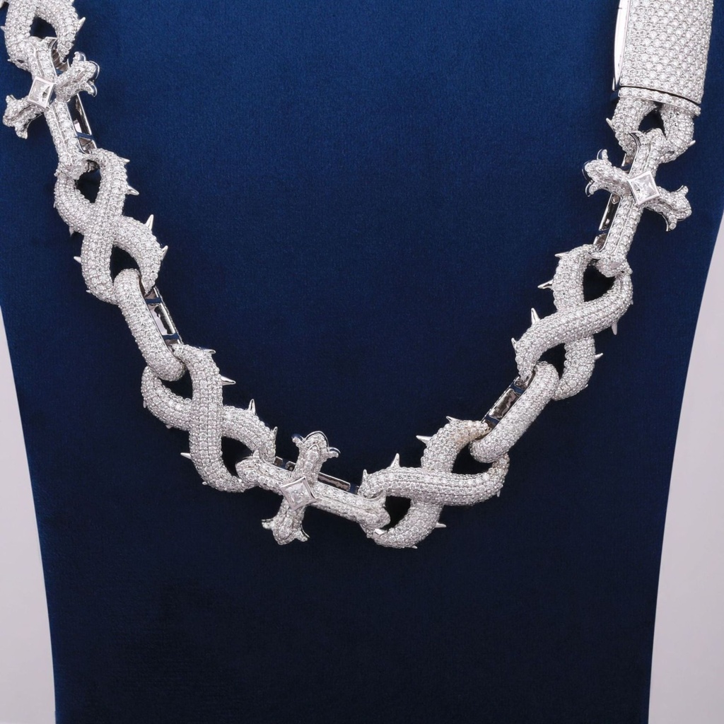 24 Inch 16 mm popular cuban cross infinity style diamond bling bling chain