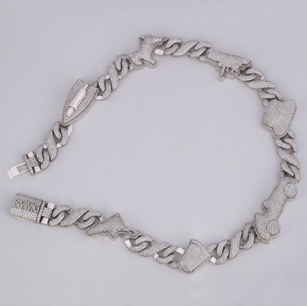 18 inch 15 mm diamond cuban chain for men women made in 14 kt lab grown diamonds