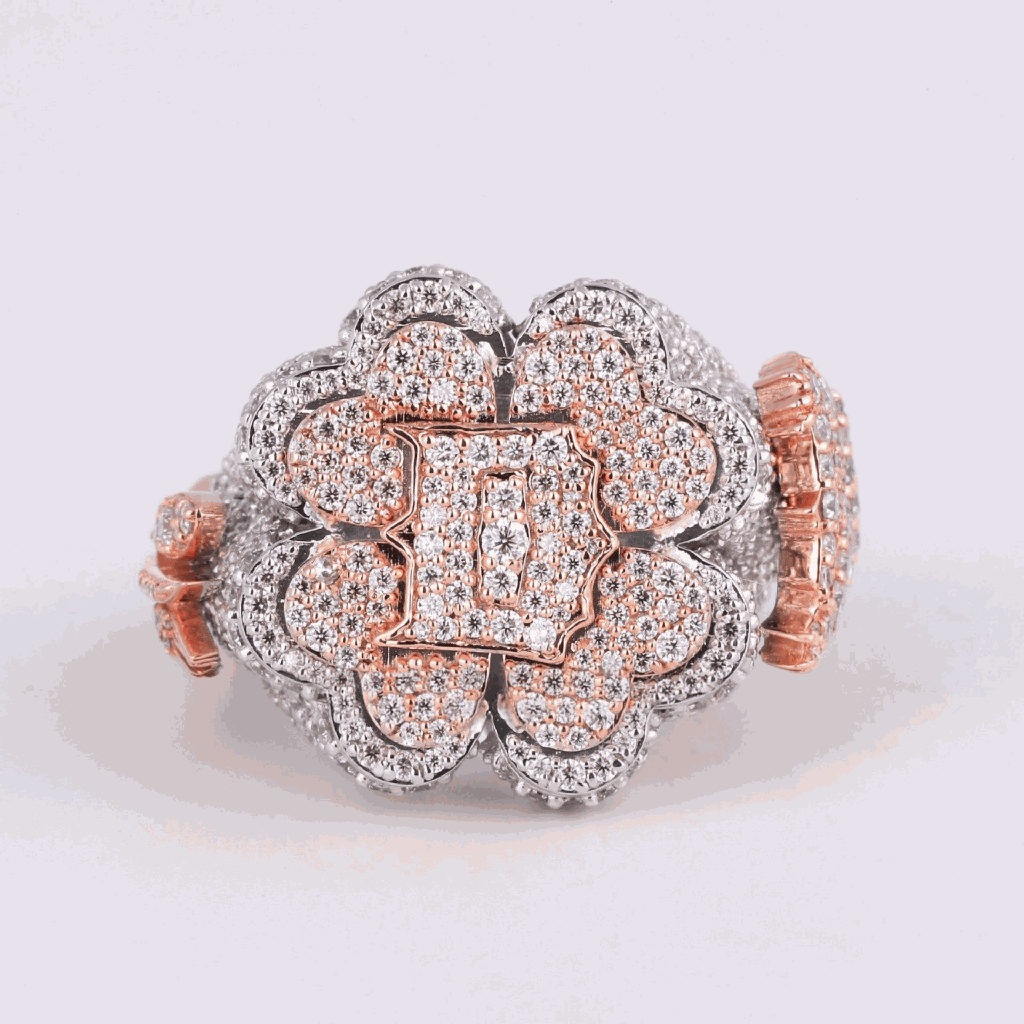 Fully Iced Out Hip Hop Diamond Ring For Party Wear Luxury Looking Lab Diamond Ring 14KT Gold Two Tone Color Ring