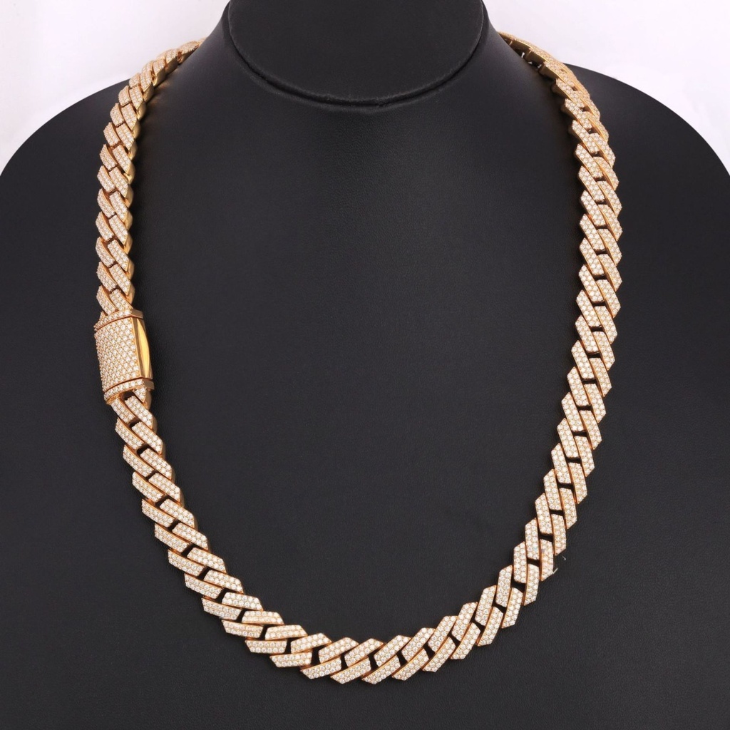 22 inch 12 mm custom made yellow diamond cuban chain for men 