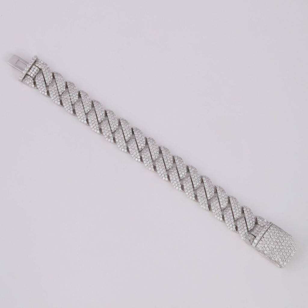 Hip hop custom made cuban diamond bracelet for men in 14kt white gold lab grown diamonds