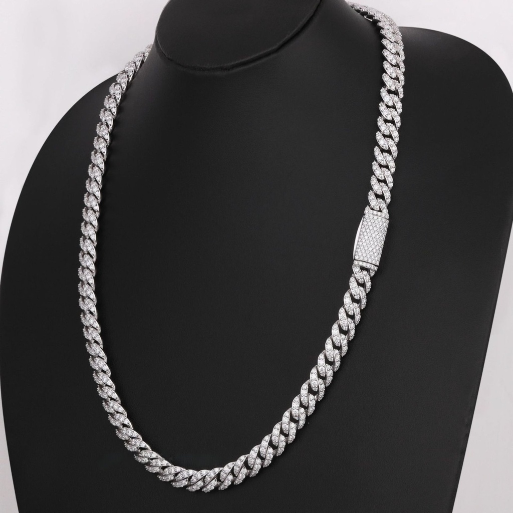 22 inch 8 mm sleek thinner cuban chain fully white custom made hip hop jewelry for men women