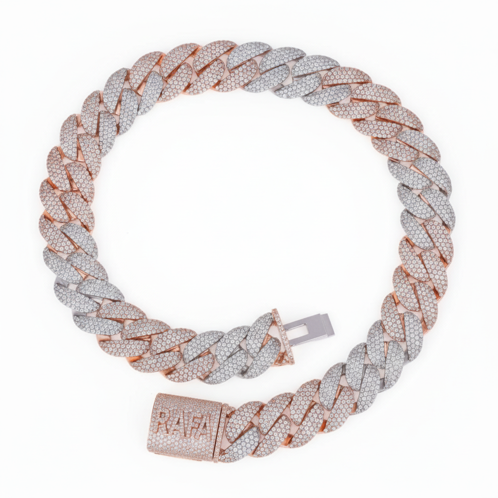 20 inch 22 mm trending two tone hip hop fully iced out 14 kt moissanite custom name miami cuban chain for men women