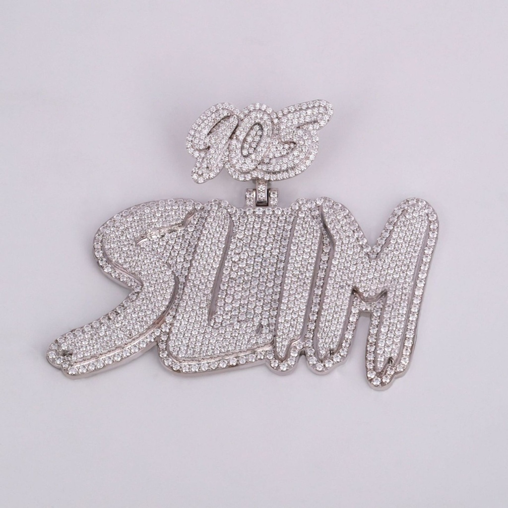 Fashionable high quality custom letter pendant made with 14kt white gold with labgrown diamonds