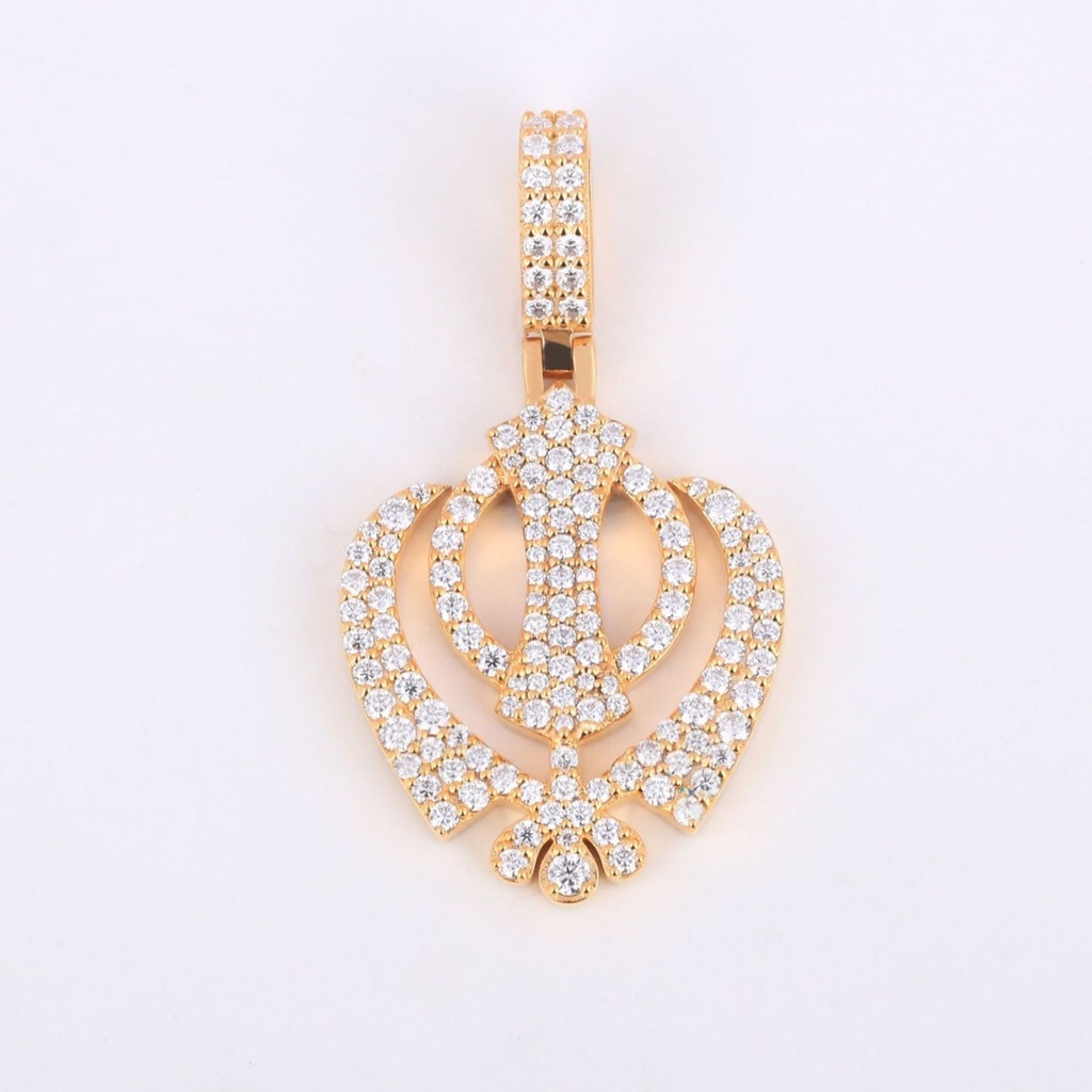 Cvd HPHT lab diamond hip hop pendant customized logo pendant 14 kt yellow gold