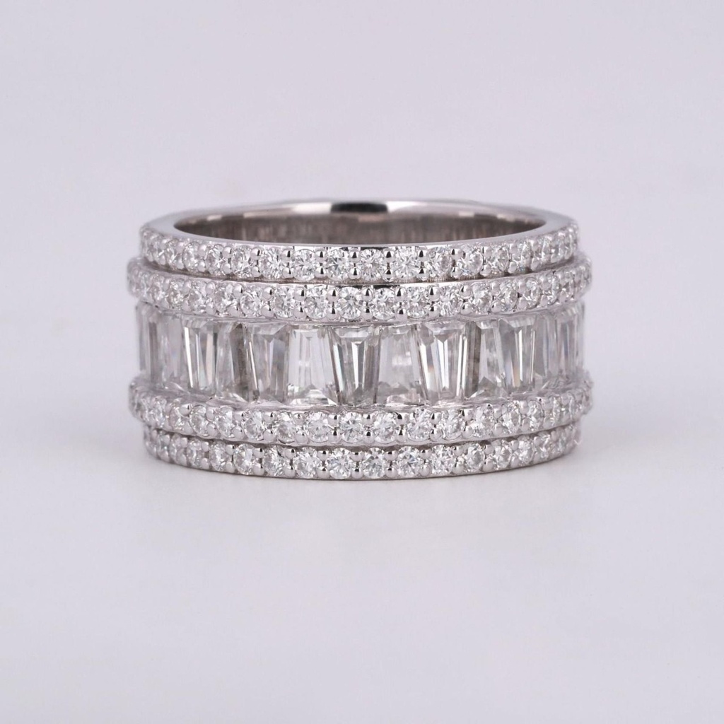 Diamond band crafted in 14 kt white gold with lab grown diamonds with advanced vvs clarity