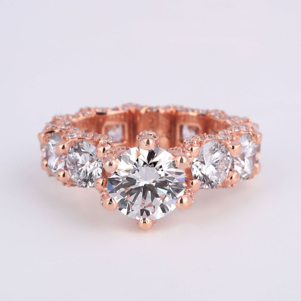 Rose gold 14kt lab grown diamond solitaire ring for men or women in vvs clarity round cut diamonds
