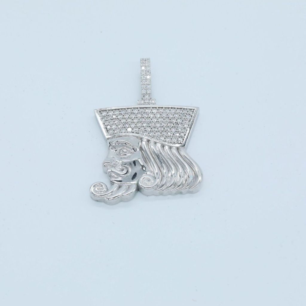 Unique king type hip hop 14 kt white gold diamond pendant for men or women with vvs clarity diamonds