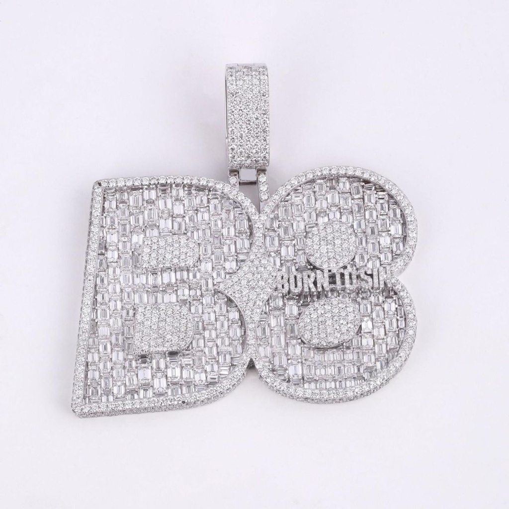 Personalized hip hop round and baguette cut lab grown diamond pendant for men