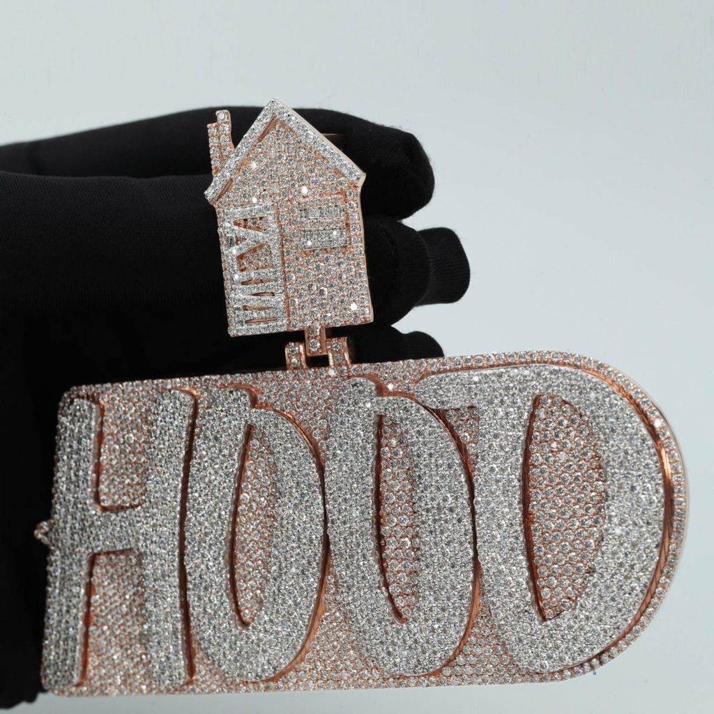 Fully iced out 14 kt white gold diamond pendant for men or women which can be wore at any occasion