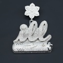 Custom made fully iced out 14 kt white gold labgrown diamond pendant for men or women