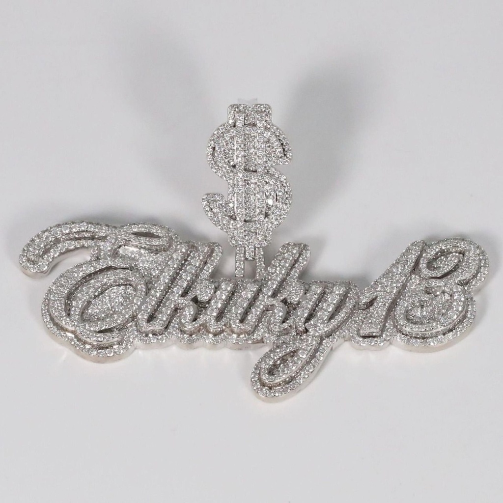 Classy customized name letter 14 KT white gold unisex diamond pendant with VVS clarity for party wear