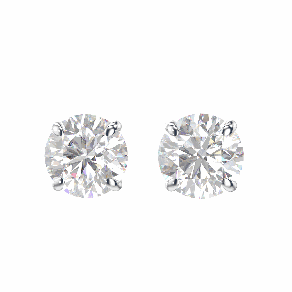 1.00ct Round Cut Diamond Stud Earrings For Women