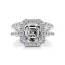 Asscher Diamond Hidden Halo Bridal Set For Women