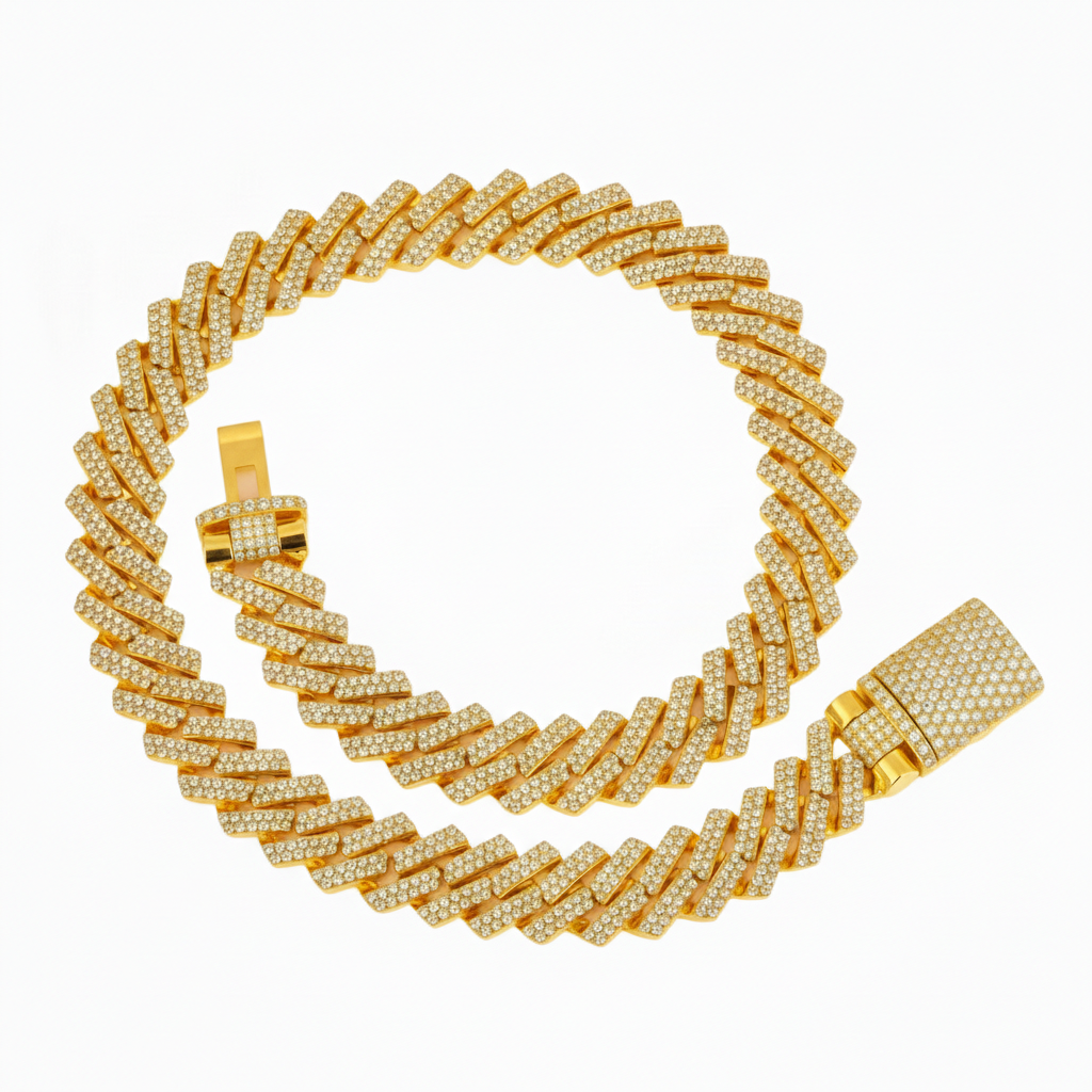 Elegant 8 INCH 18 MM cuban chain for men with 925 sterling silver hip hop jewelry intricated with moissanite diamonds