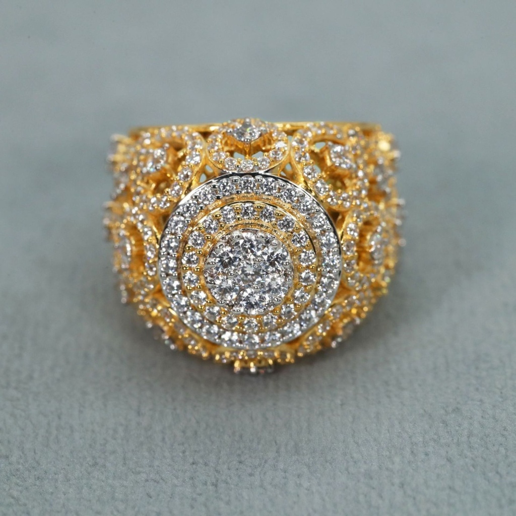 14 kt yellow gold lab grown diamond hip hop ring with vvs clarity elegantly crafted for women