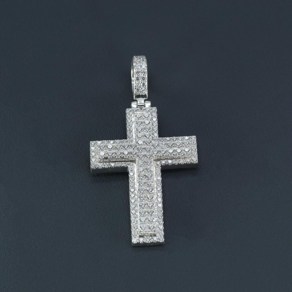Elevate your style with unique cross unisex diamond pendant in 14 kt white gold lab grown diamonds