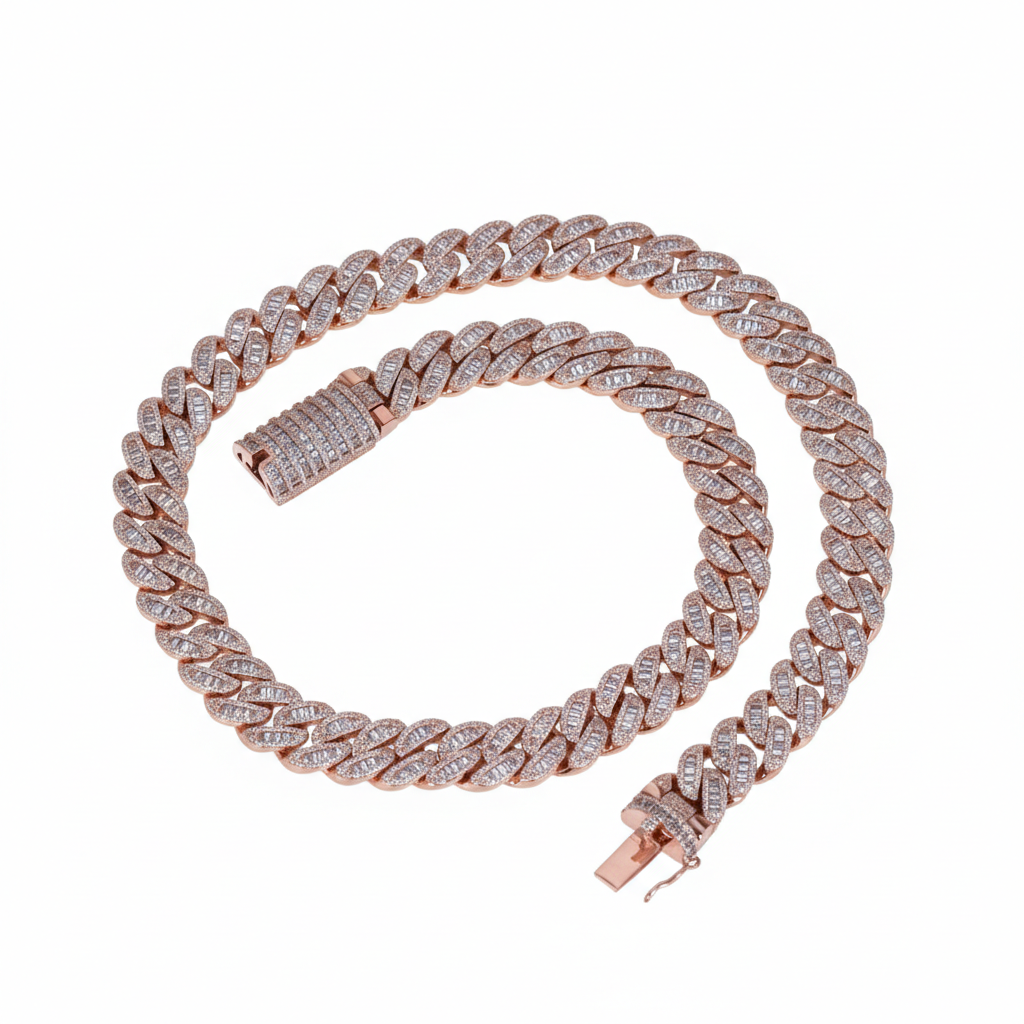 24 inch 15 mm best selling hip hop diamond fully iced out diamond chain for vvs clarity