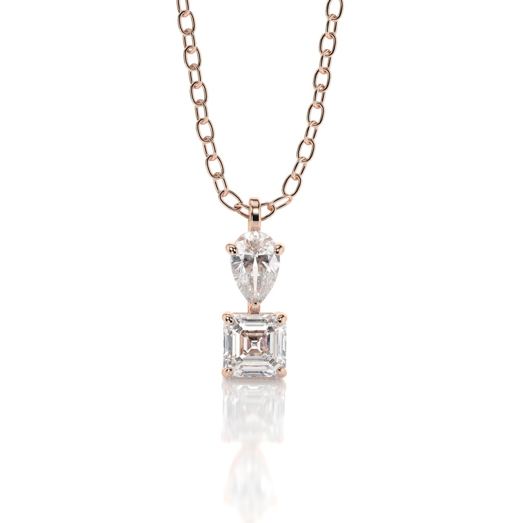 Asscher And Pear Cut Unique Style Charm Pendant Necklace For Women
