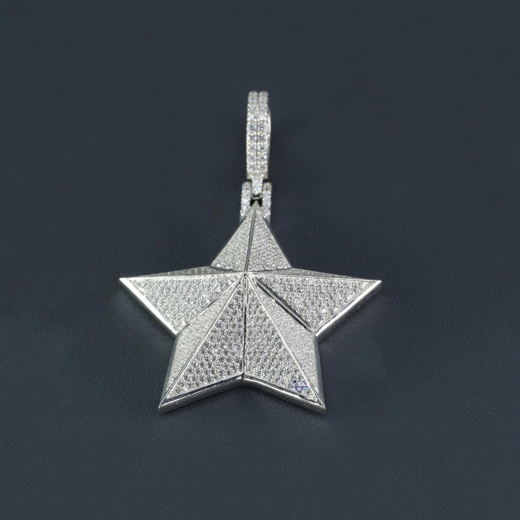 Mesmerizing Beauty Star Shaped Pendant in 14kt White Gold Embellished with Lab-Grown Diamonds