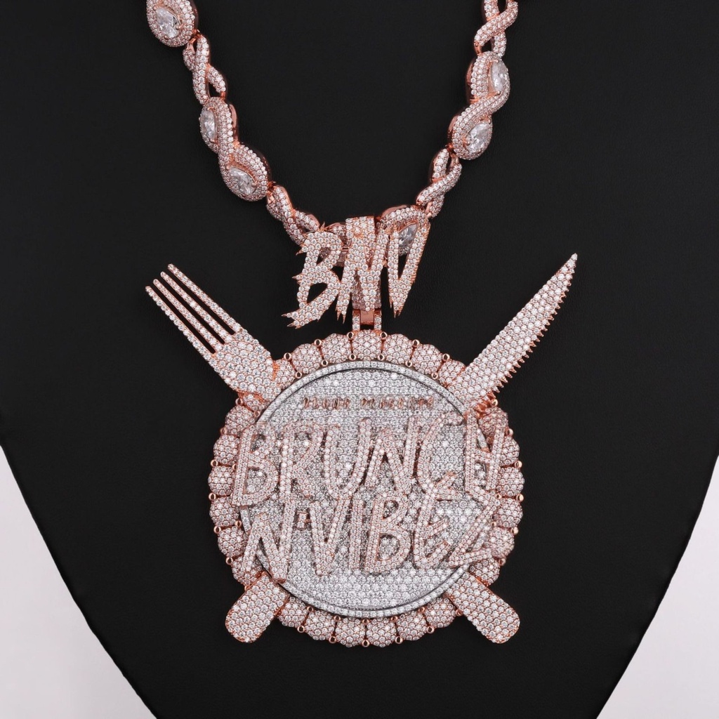 Unique Fully Iced Lab Diamond Chain With Pendant 2 Different Diamond Chain Pendant Custom Made Diamond Jewelry
