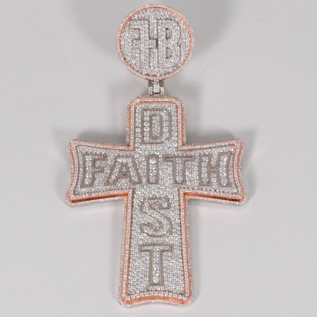 Elevate your style with our custom 14kt white and rose gold pendant with lab-grown diamonds