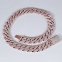 20 inch 20 mm classic studded cuban link 14 kt rose gold diamond chain for men with vvs clarity diamond