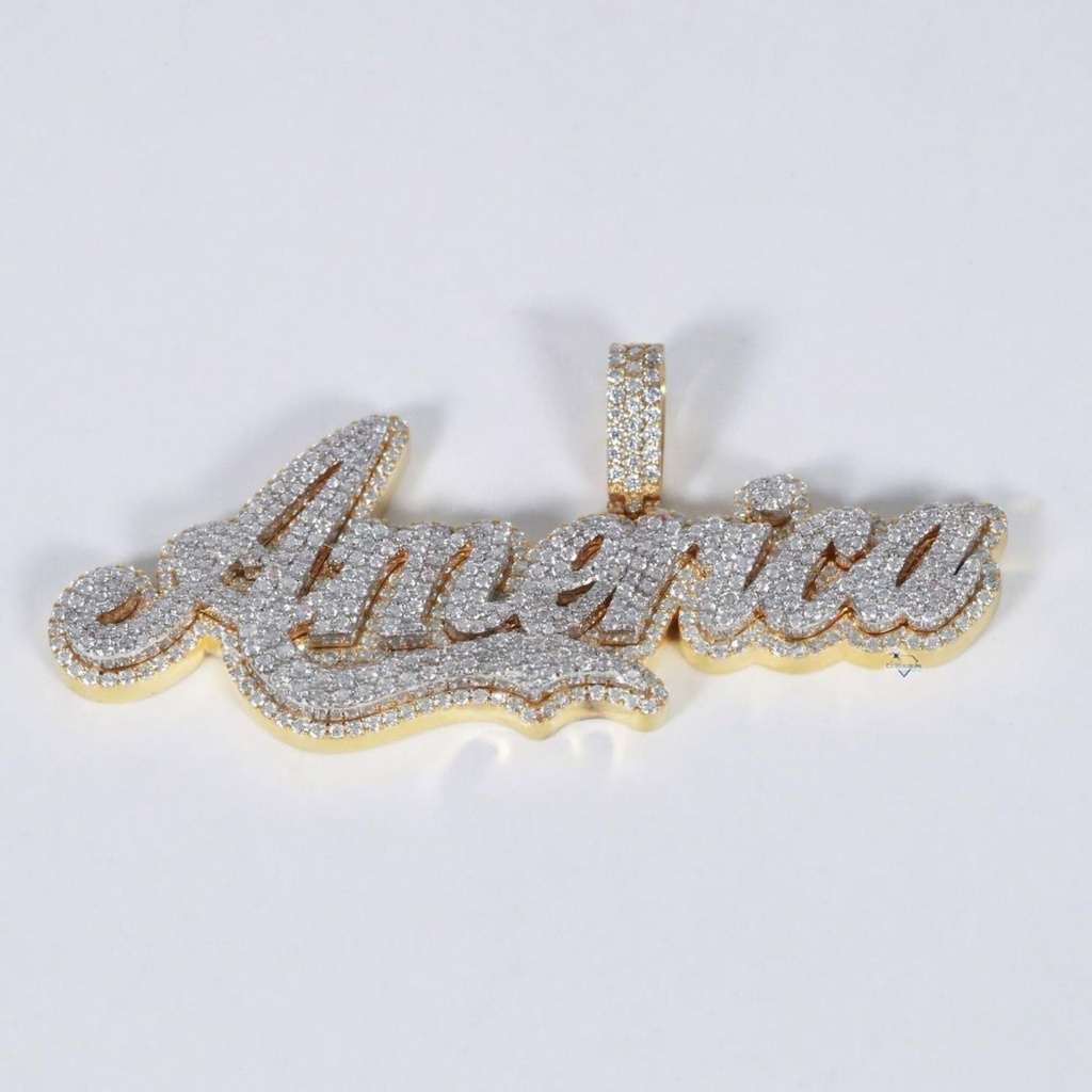 Magnificent mens hip hop diamond pendant fashioned in 14 kt yellow gold for men or women