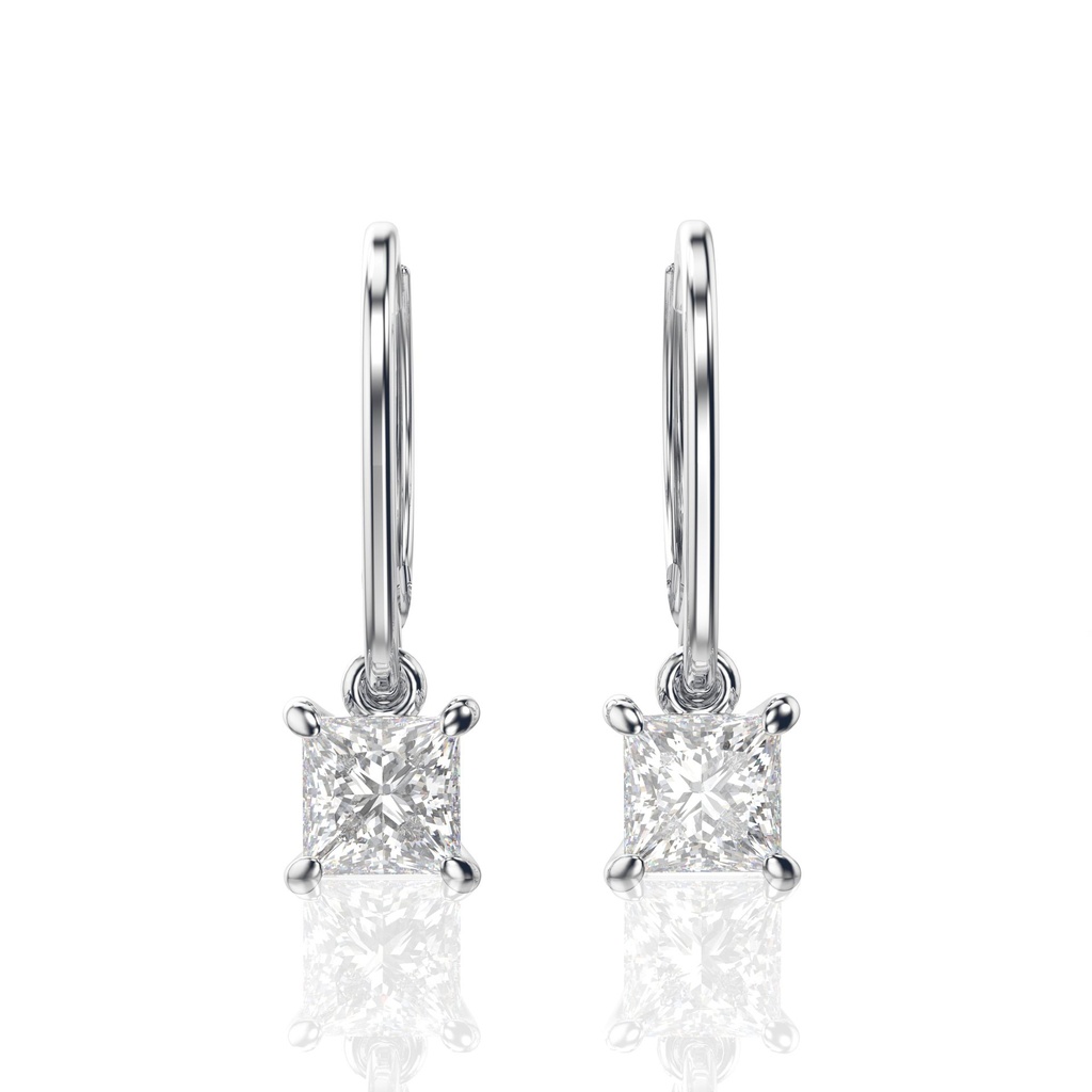 
1.50ct Princess Cut Diamond Dangle Huggie Hoop Earrings For Women
