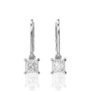 3.00ct Princess Cut Diamond Dangle Huggie Hoop Earrings For Women