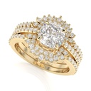 Cushion Cut Diamond  Halo Style Trio Set Ring Engagement Ring for Women