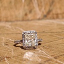 2.92CT Emerald Cut Moissanite Halo Engagement Ring For Women