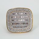 Yellow Gold Lab Created Round And Baguette Cut Diamond Hip Hop Ring Lab Grown Diamond Hip Hop Ring