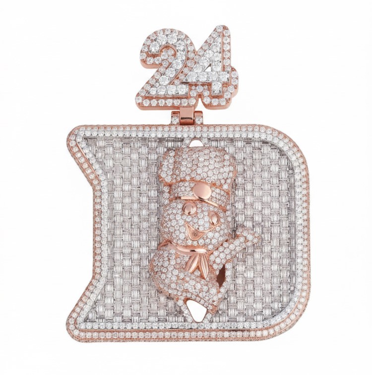 Round Cut Diamond Cuban Pendant Hip Hop Jewelry For Men