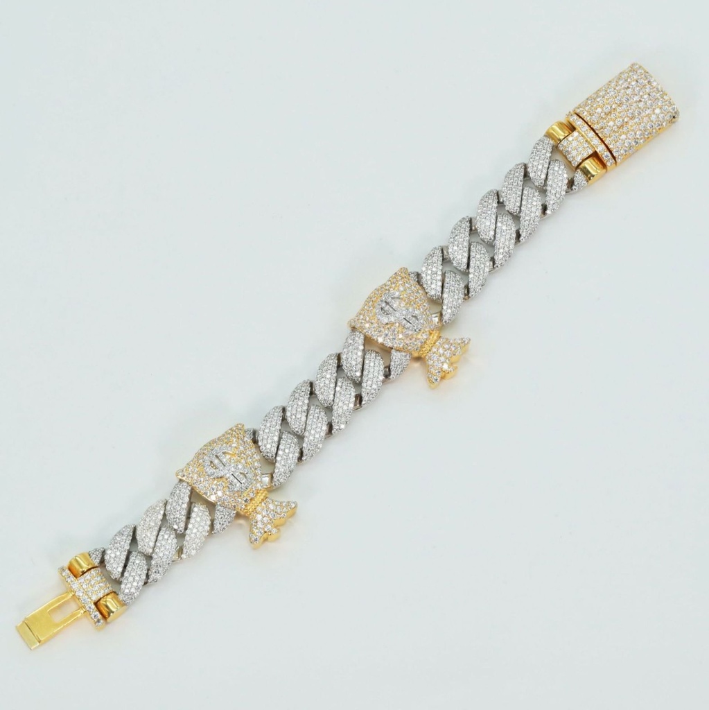 Men's designer 14kt gold lab created cuban diamond bracelet specially crafted for rappers at any occasion
