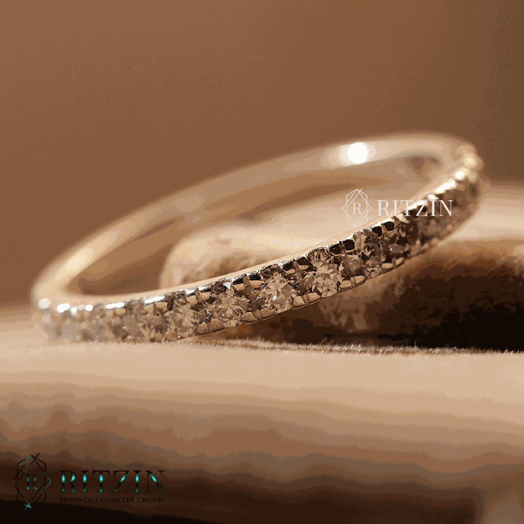Round Cut Diamond Half Eternity Wedding Band For Women