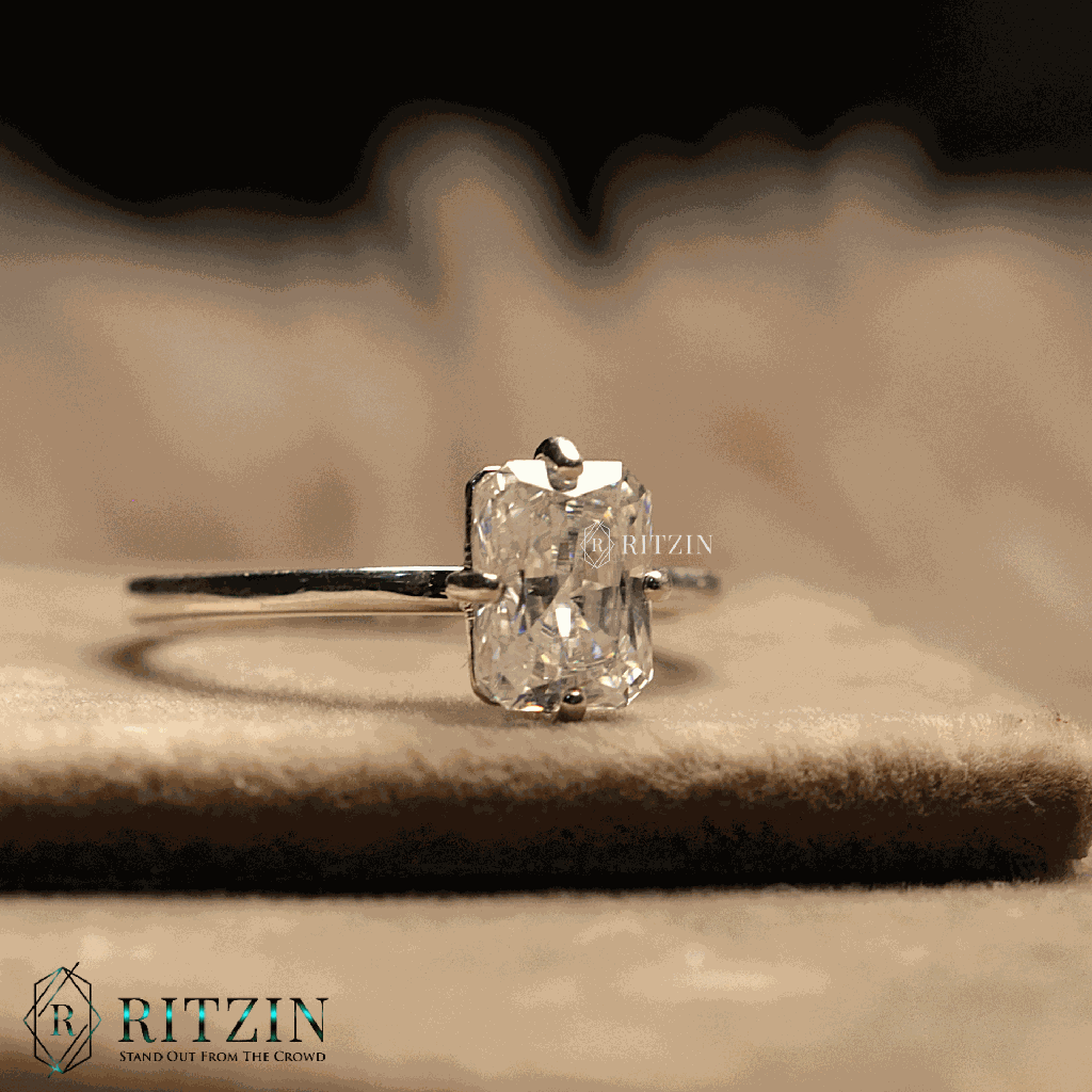 Radiant Cut Diamond Solitaire Style engagement ring For Women