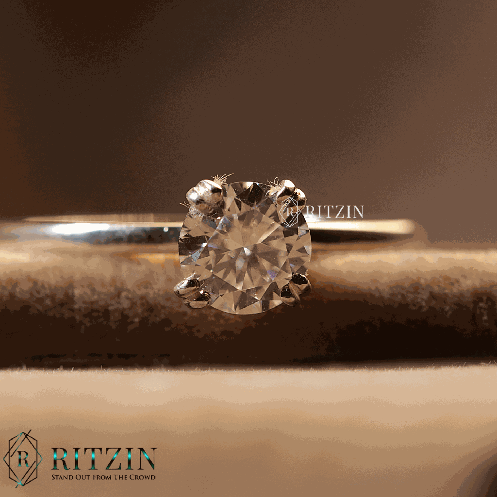 Round Cut Diamond Solitaire Style Engagement Ring For Women 