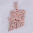 Initial letter custom pendant beautiful design crafted with 14kt rose gold round and baguette cut labgrown diamonds