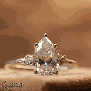  Pear And Round Cut Diamond Unique Style Engagement Ring For Women