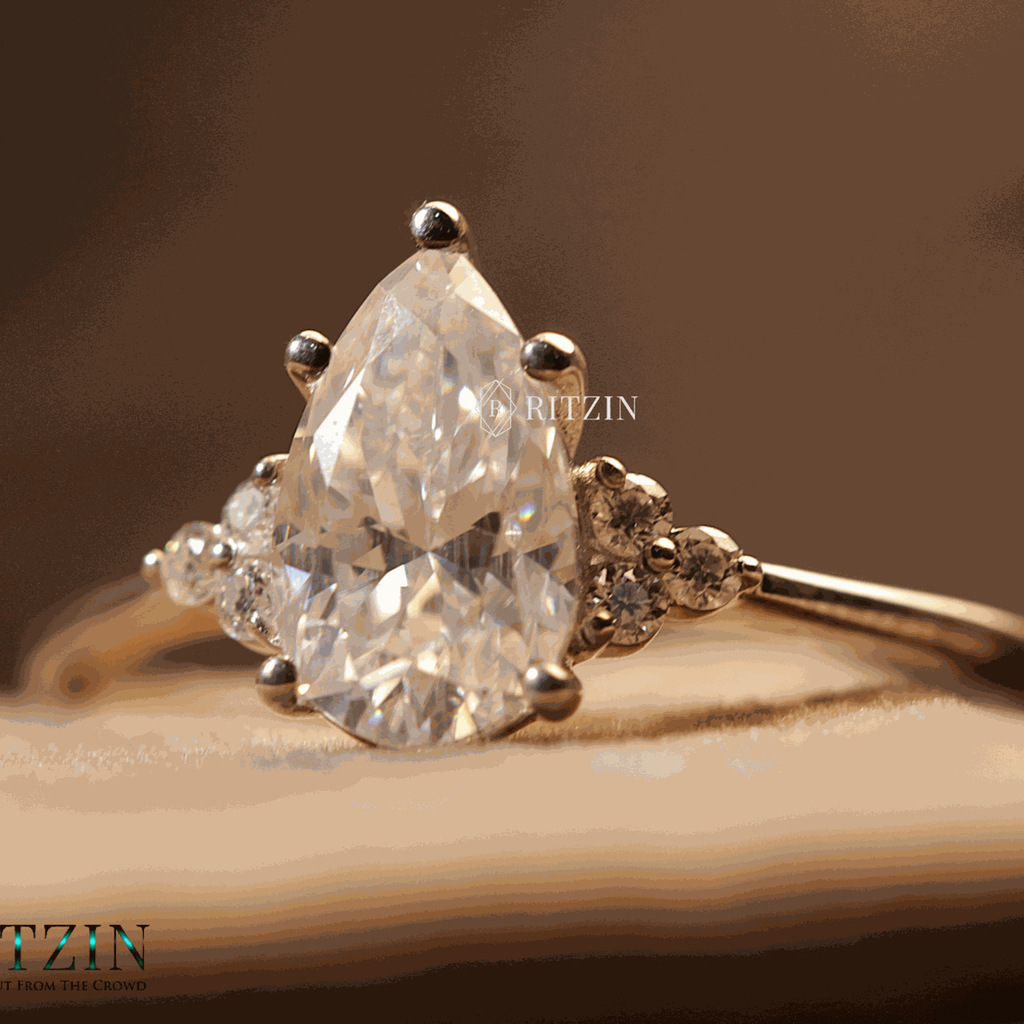 Pear And Round Cut Diamond 7 Stone Style Engagement Ring For Women