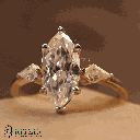 Marquise And Kite Cut Diamond Three Stone Style Engagement Ring For Women