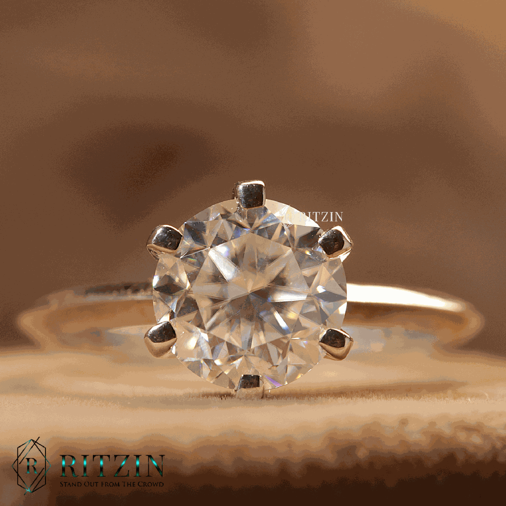 Round Cut Diamond Solitaire Style Engagement Ring For Women